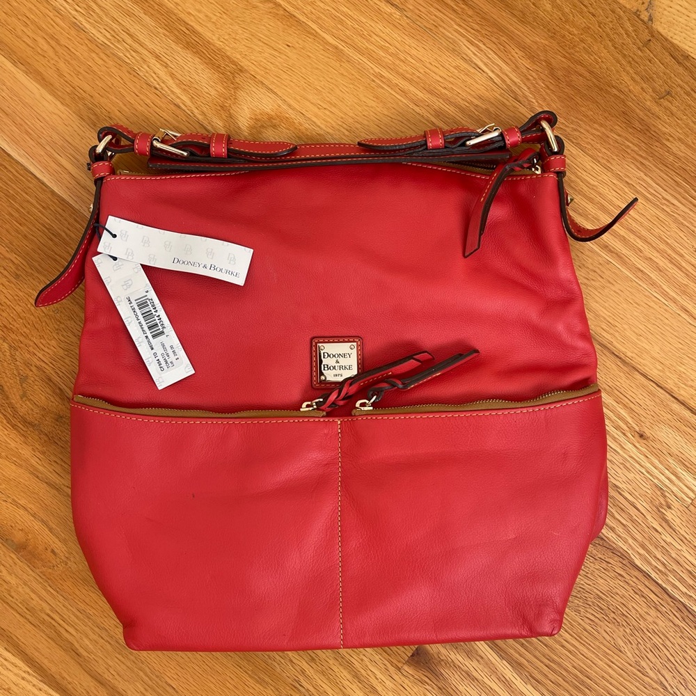 Rooney and Bourke  leather medium zipper pocket sac-Tomato